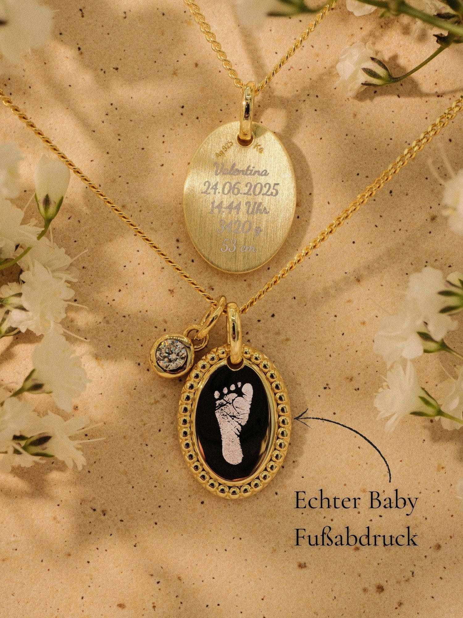 Fußabdruck Halskette – Valentina (14k vergoldet)