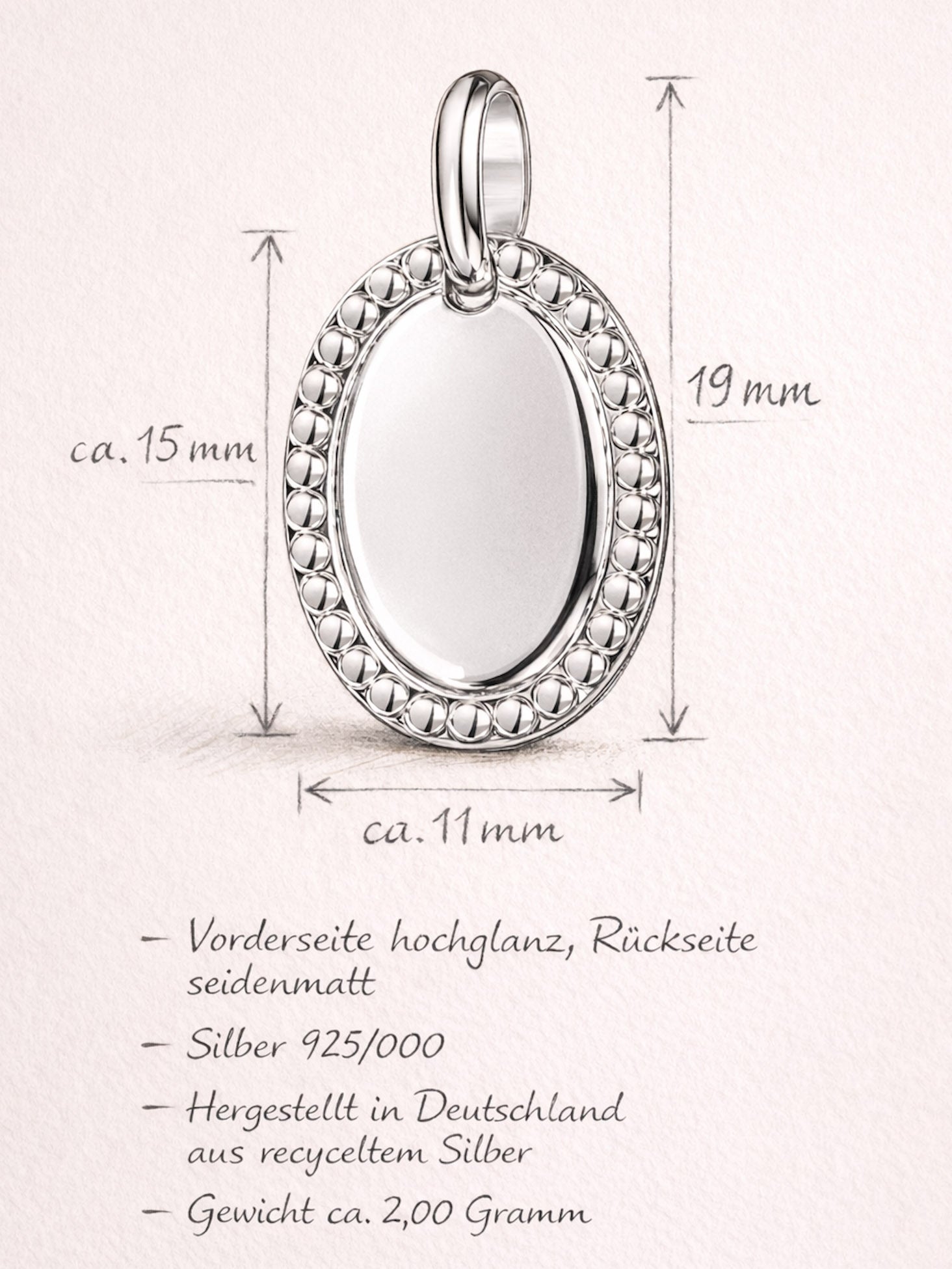 Handschrift Halskette – Valentina (925 Silber)