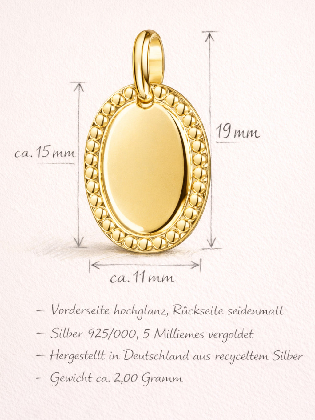 Handabdruck Halskette – Valentina (14k vergoldet)